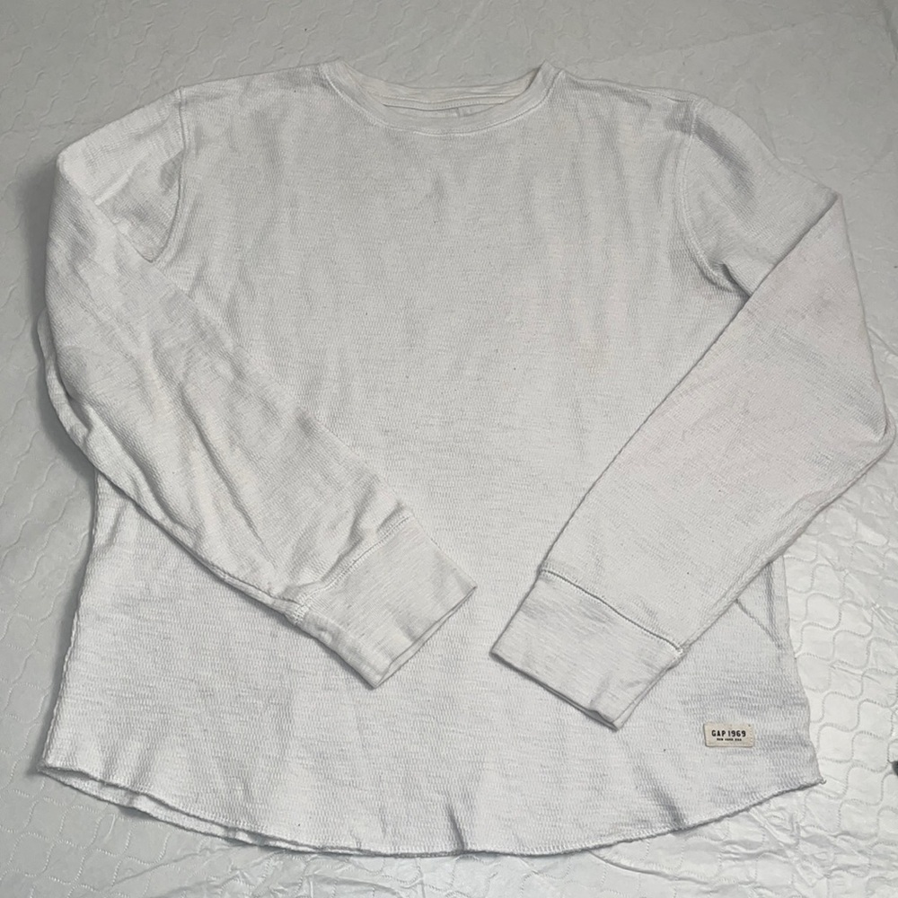 Gap white crew neck thermal long sleeve shirt XL 12